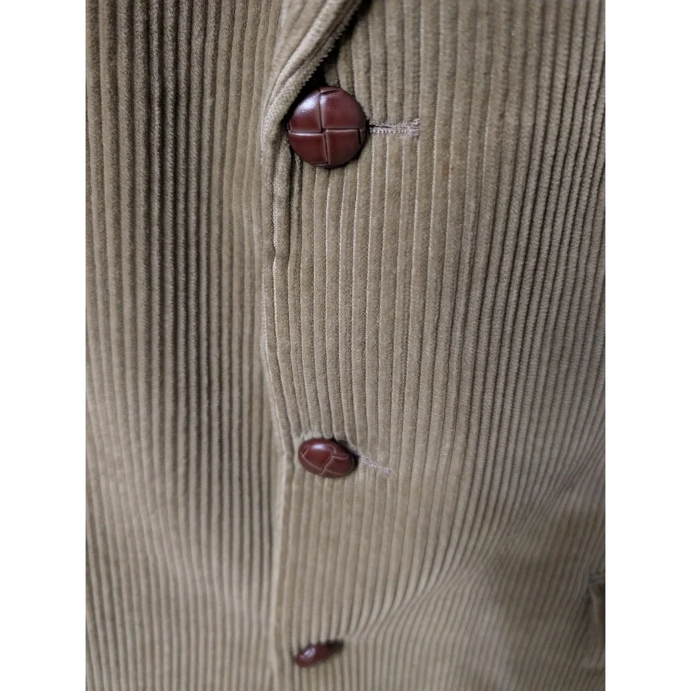 VTG Chaps Ralph Lauren Corduroy Blazer Sport Coat Mens 46T Tan 3 Button Academia